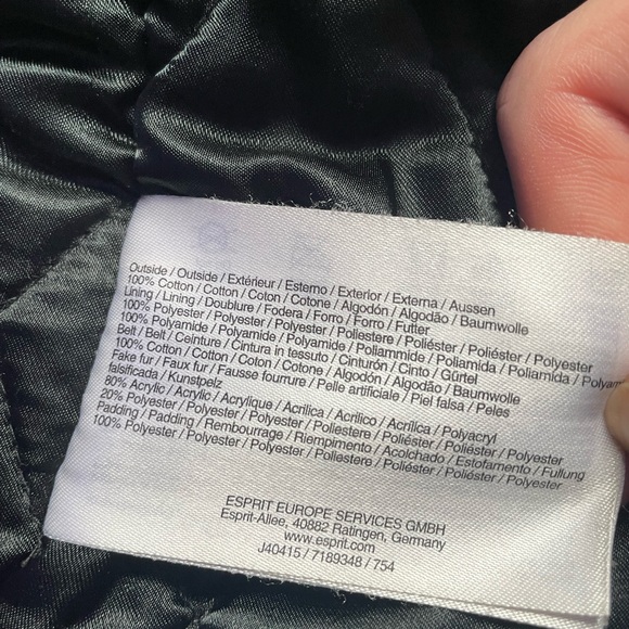 EDC Esprit Military Bomber Jacket Fur Hood Women’s Size M - Picture 10 of 12